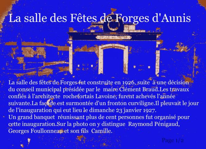 3 1 Salle des fêtes de Forges Inauguration 23 Janvier 1927